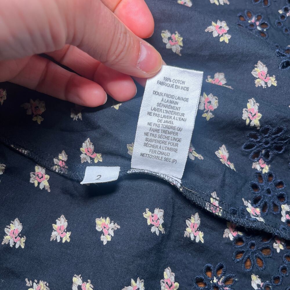 Ulla Johnson Blouse Top Ditsy Floral Eyelet Flutter Sleeve Black Size 2 - Picture 4 of 6